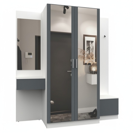 Набор мебели для прихожей "Марсель-161" МР 01-161 В2160 Ш2000 Г580 (ЛДСП Графит серый) Набор мебели для прихожей "Марсель-161" МР 01-161 В2160 Ш2000 Г580 (ЛДСП Графит серый)